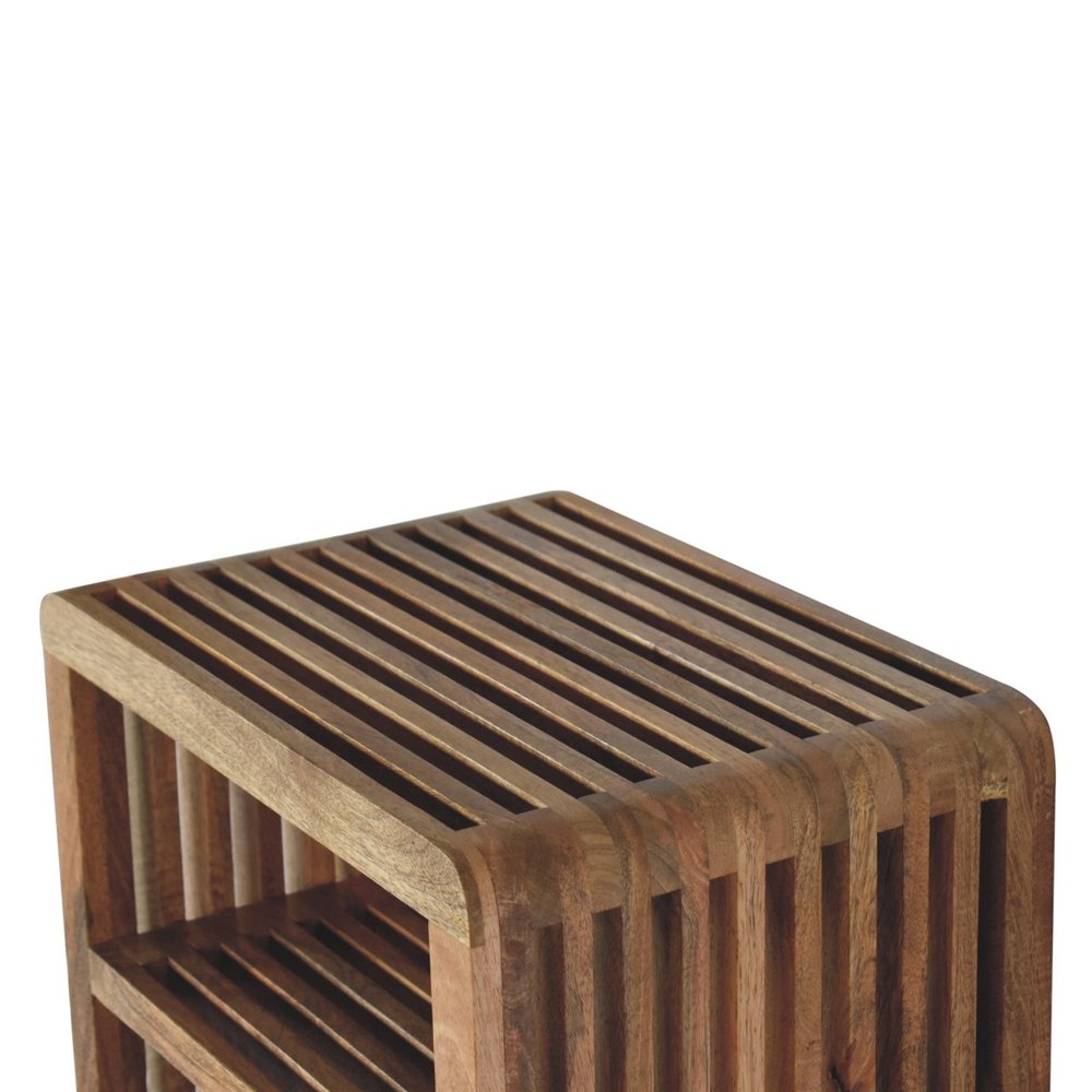 18" Brown Solid Wood Carved Geometric Floating Nightstand HomeRoots