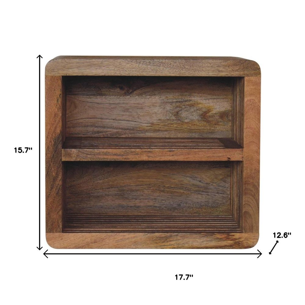 18" Brown Solid Wood Carved Geometric Floating Nightstand HomeRoots