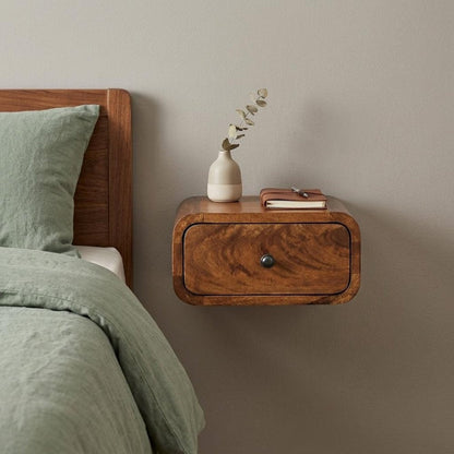 12" Chestnut Solid Wood One Drawer Floating Nightstand HomeRoots