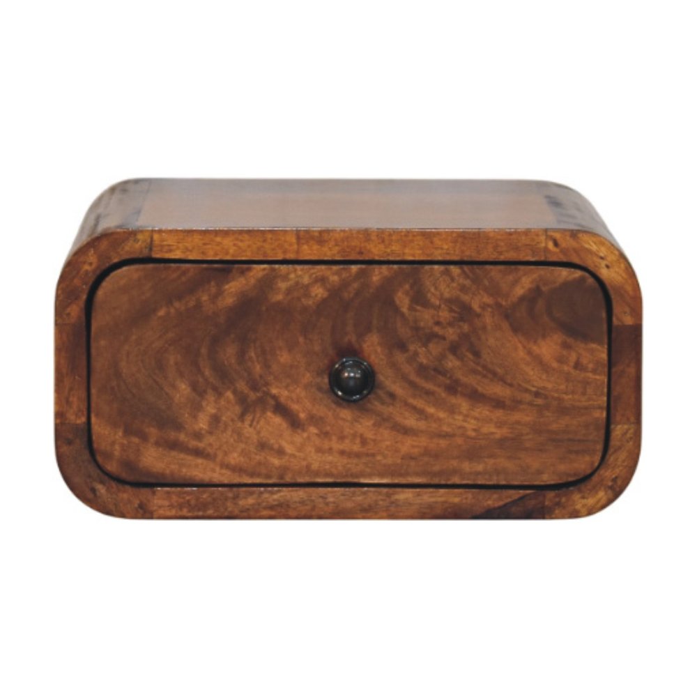 12" Chestnut Solid Wood One Drawer Floating Nightstand HomeRoots