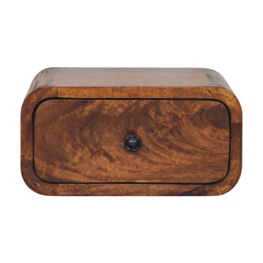 12" Chestnut Solid Wood One Drawer Floating Nightstand