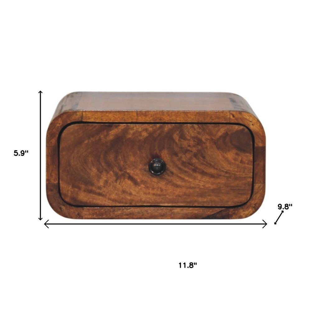 12" Chestnut Solid Wood One Drawer Floating Nightstand — view 9