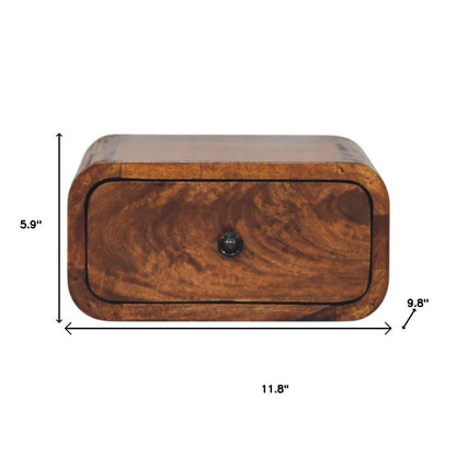12" Chestnut Solid Wood One Drawer Floating Nightstand