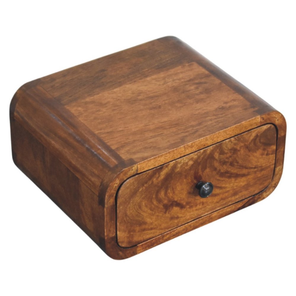 12" Chestnut Solid Wood One Drawer Floating Nightstand — view 3