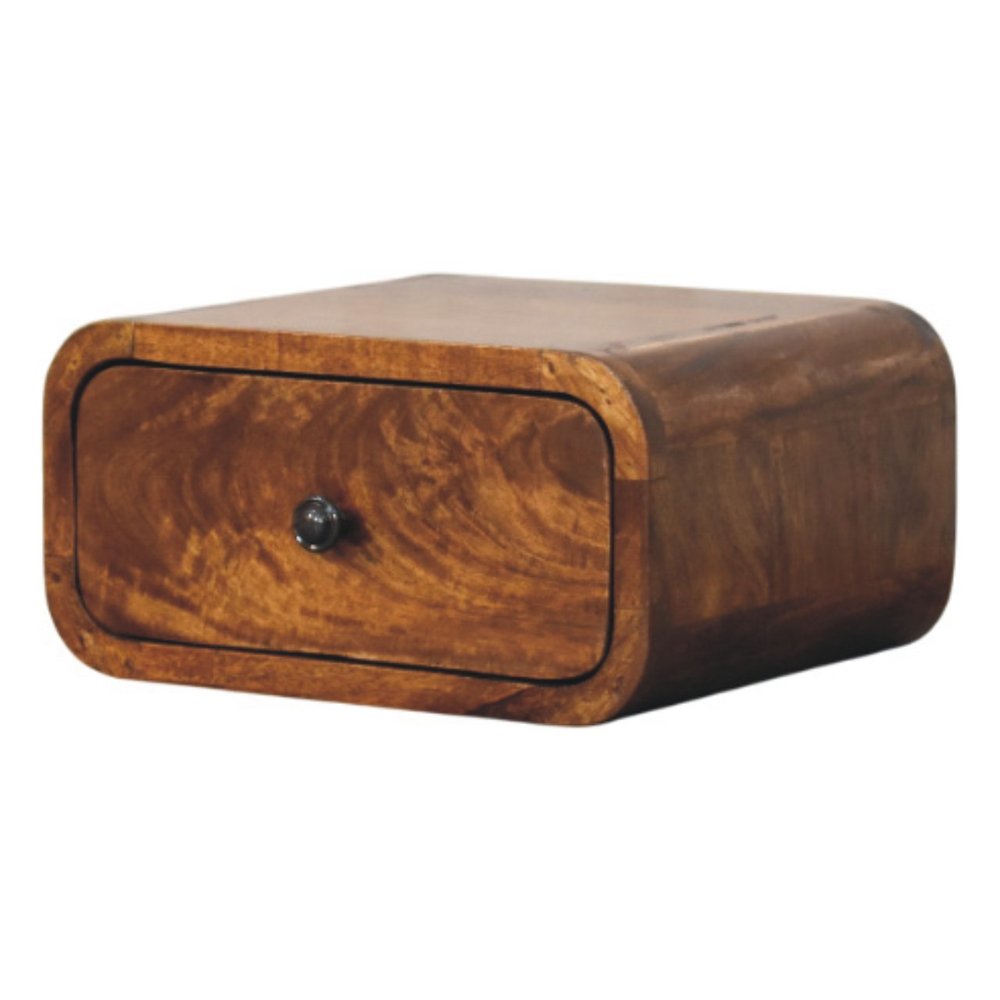 12" Chestnut Solid Wood One Drawer Floating Nightstand — view 5