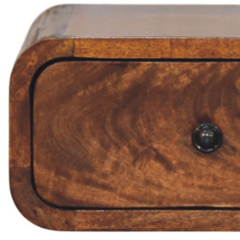 12" Chestnut Solid Wood One Drawer Floating Nightstand — view 8