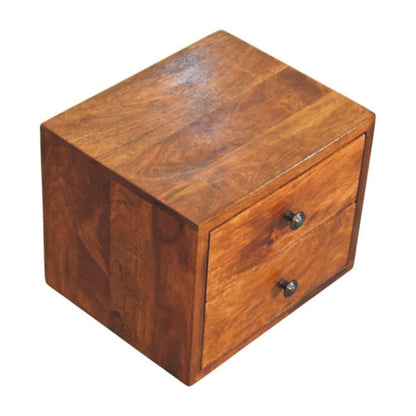 12" Chestnut Solid Wood Two Drawer Floating Nightstand HomeRoots