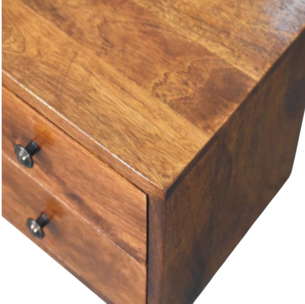 12" Chestnut Solid Wood Two Drawer Floating Nightstand HomeRoots