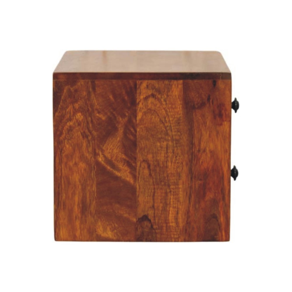12" Chestnut Solid Wood Two Drawer Floating Nightstand — view 6