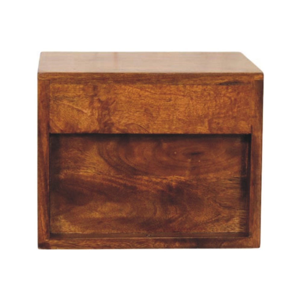 12" Chestnut Solid Wood Two Drawer Floating Nightstand — view 7