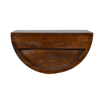 18" Chestnut Solid Wood One Drawer Half Moon Floating Nightstand HomeRoots