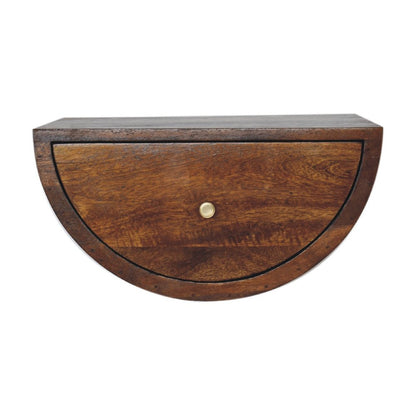 18" Chestnut Solid Wood One Drawer Half Moon Floating Nightstand HomeRoots