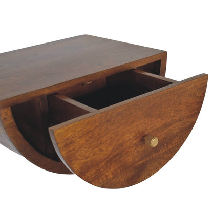18" Chestnut Solid Wood One Drawer Half Moon Floating Nightstand HomeRoots