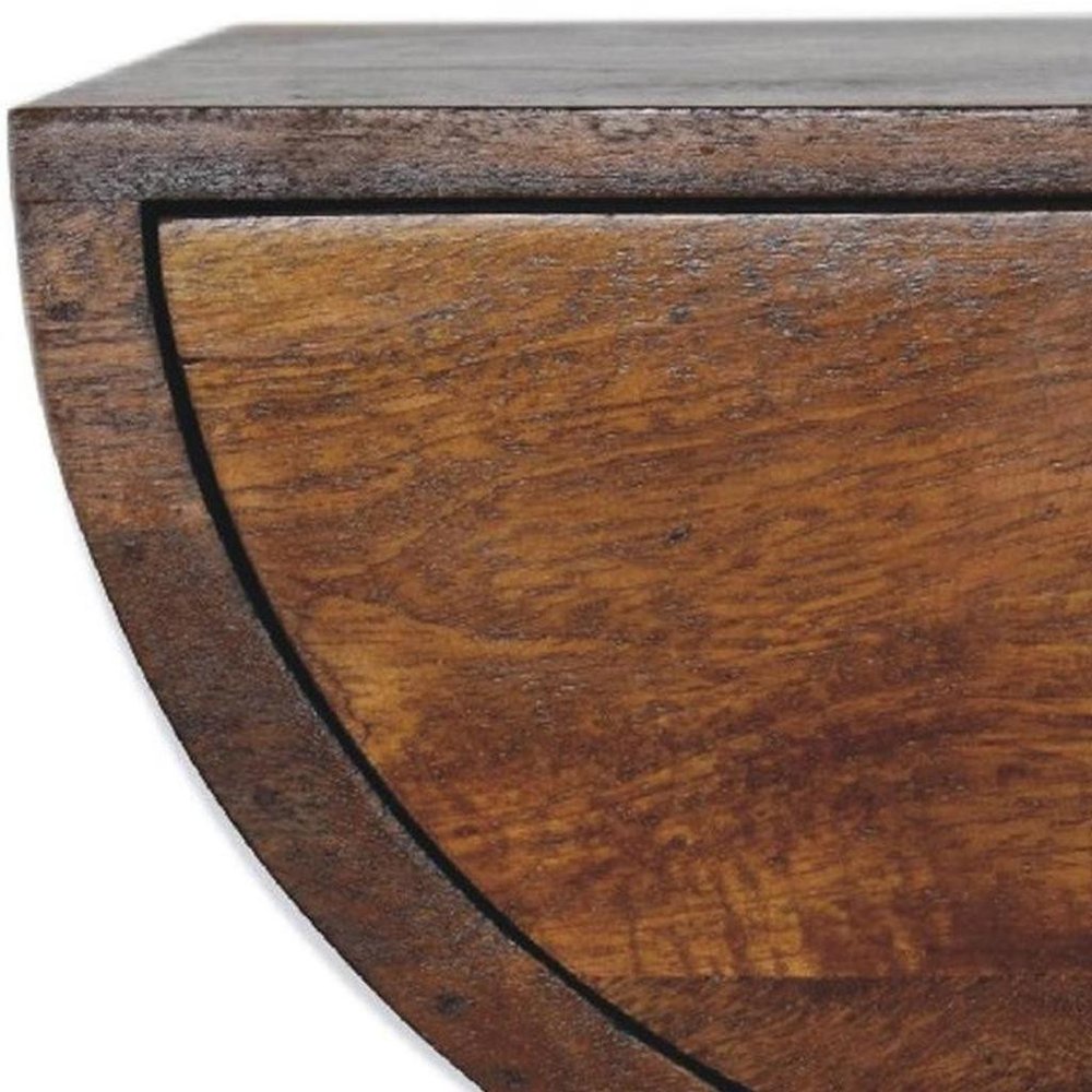 18" Chestnut Solid Wood One Drawer Half Moon Floating Nightstand HomeRoots