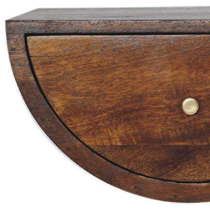 18" Chestnut Solid Wood One Drawer Half Moon Floating Nightstand HomeRoots