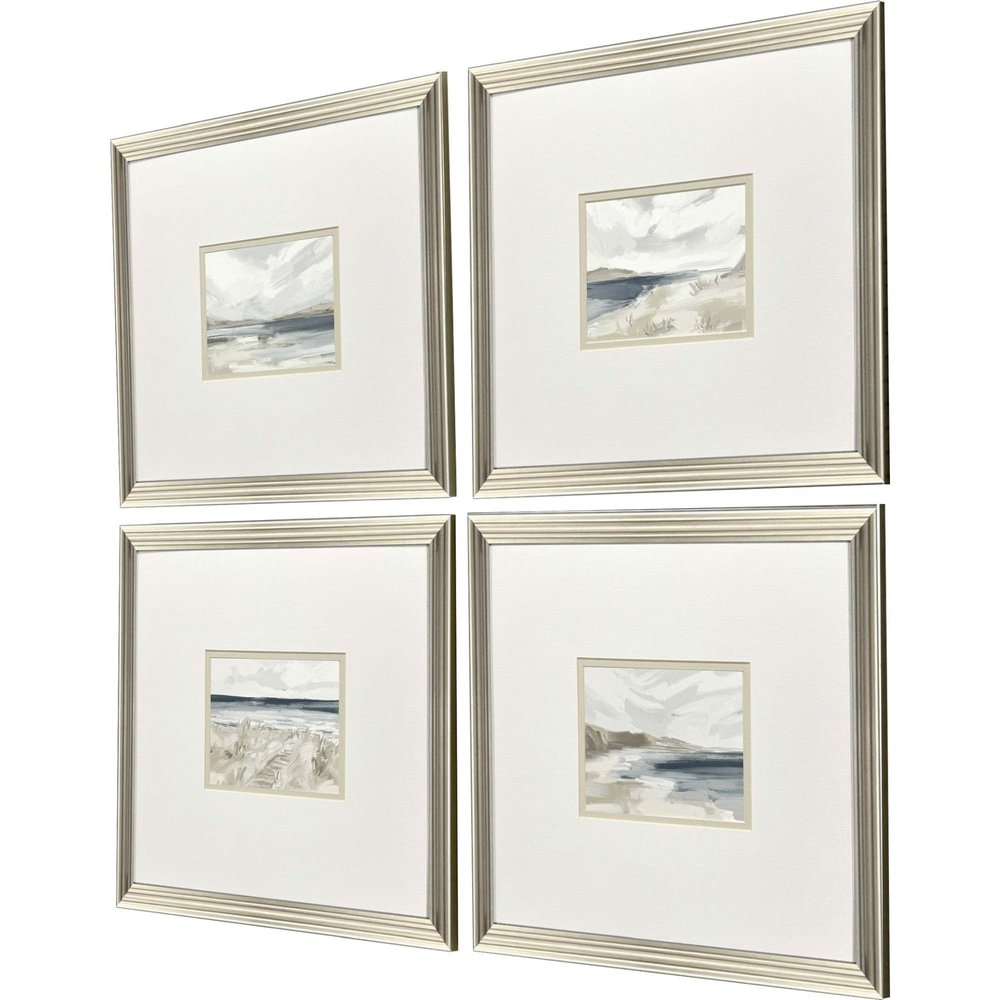 Set Of Four Easy Day Silver Framed Wall Art HomeRoots