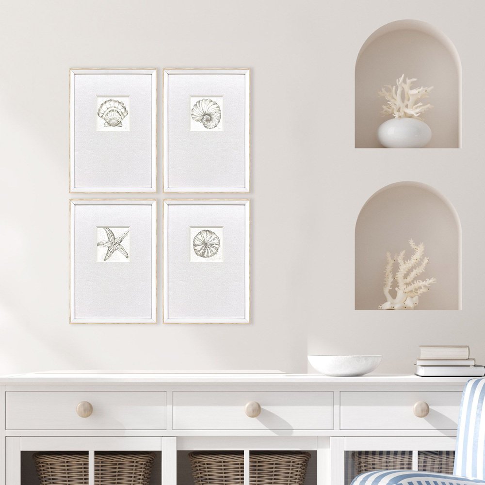 Set Of Four Coastal Reef White Framed Wall Art HomeRoots