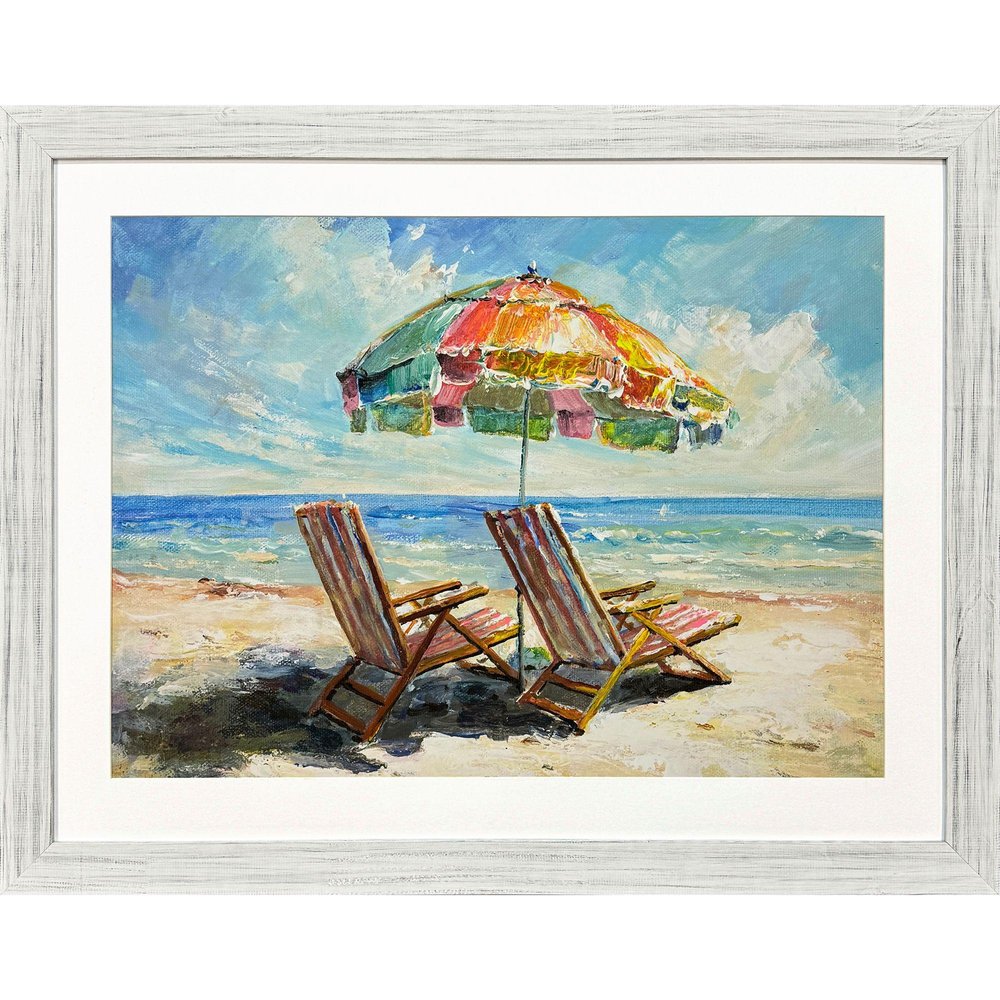 Beach Vibe Distressed White Framed Wall Art HomeRoots