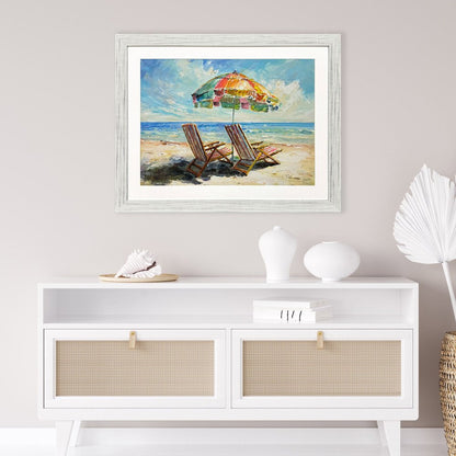 Beach Vibe Distressed White Framed Wall Art HomeRoots
