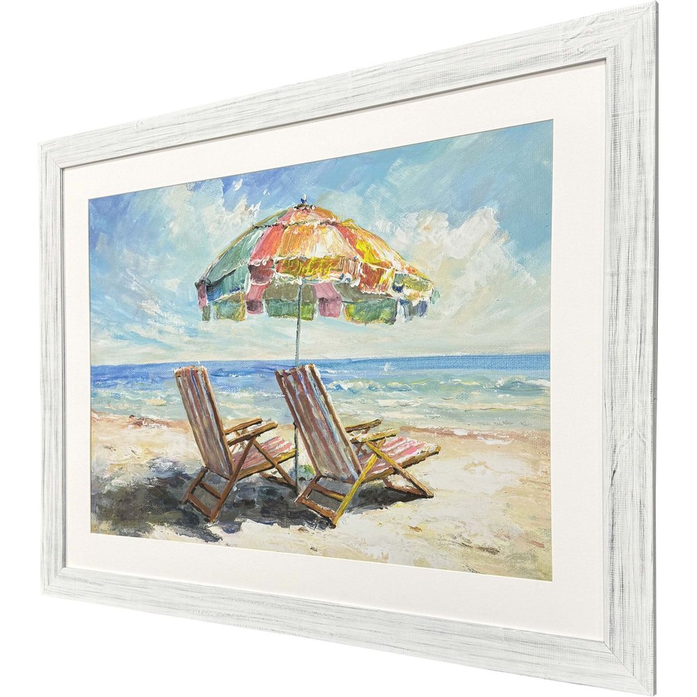 Beach Vibe Distressed White Framed Wall Art HomeRoots