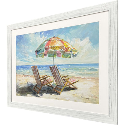 Beach Vibe Distressed White Framed Wall Art HomeRoots