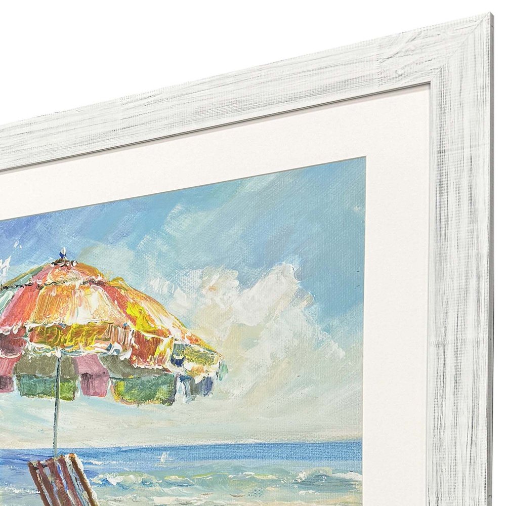 Beach Vibe Distressed White Framed Wall Art HomeRoots