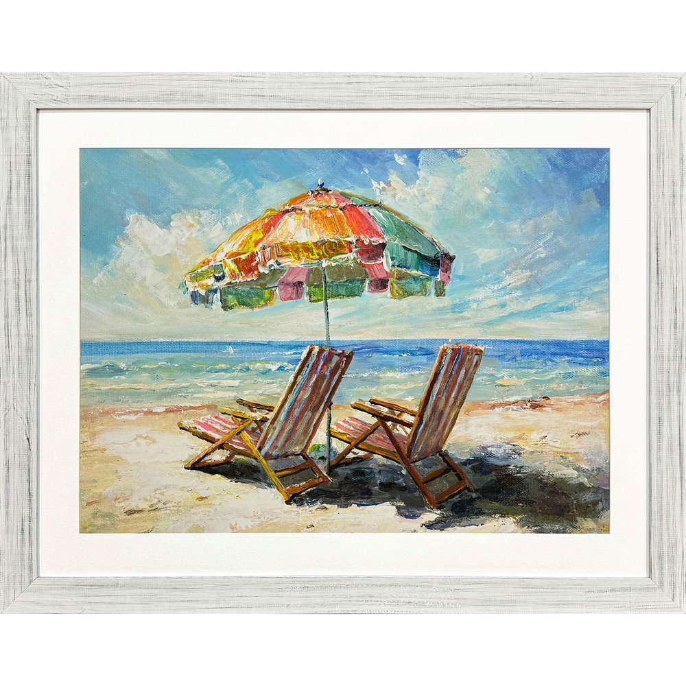 Beach Vibe Distressed White Framed Wall Art HomeRoots
