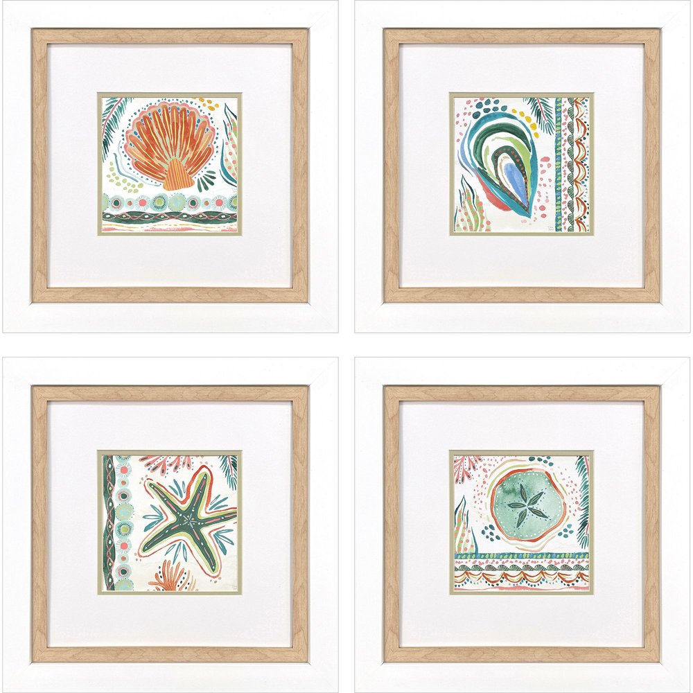 Set Of Four Coastline White Framed Wall Art HomeRoots