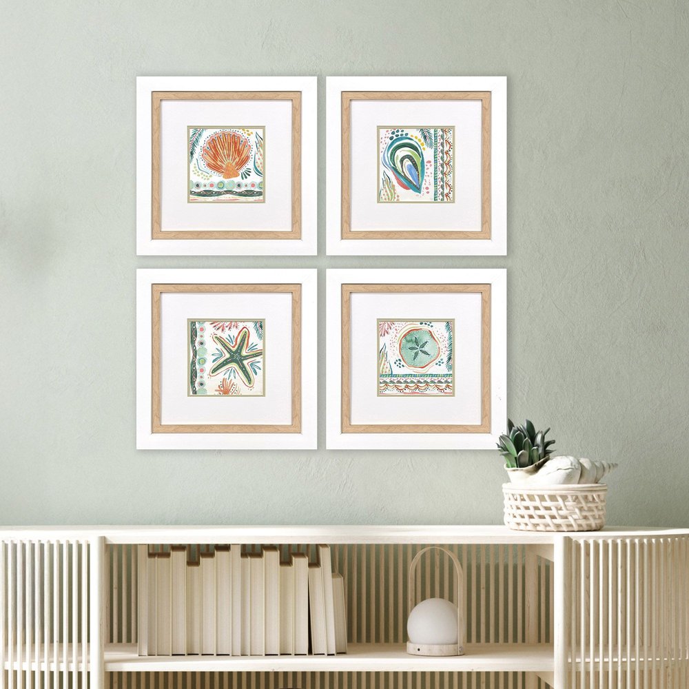Set Of Four Coastline White Framed Wall Art HomeRoots