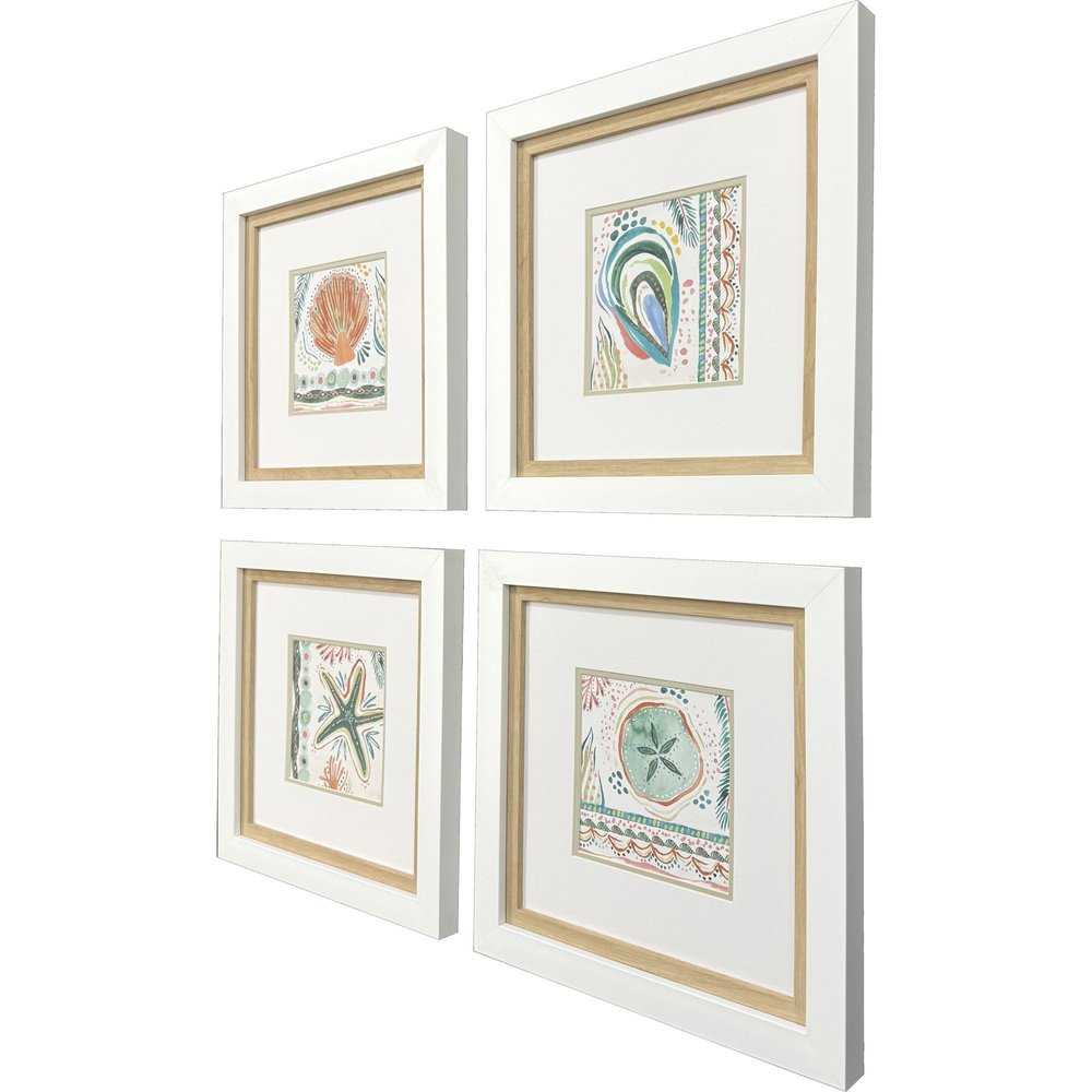 Set Of Four Coastline White Framed Wall Art HomeRoots