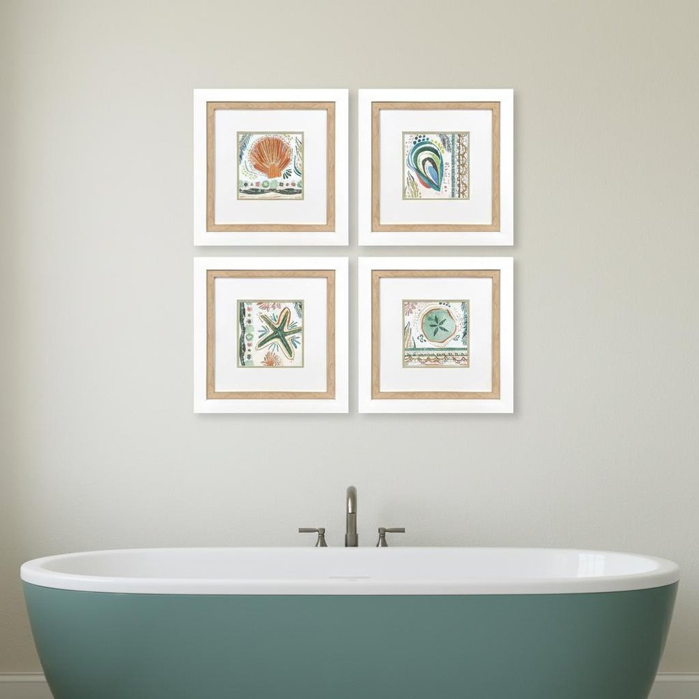 Set Of Four Coastline White Framed Wall Art HomeRoots