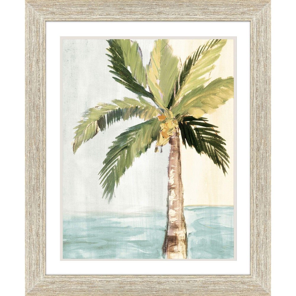 Oasis Palm I Distressed White Framed Wall Art HomeRoots