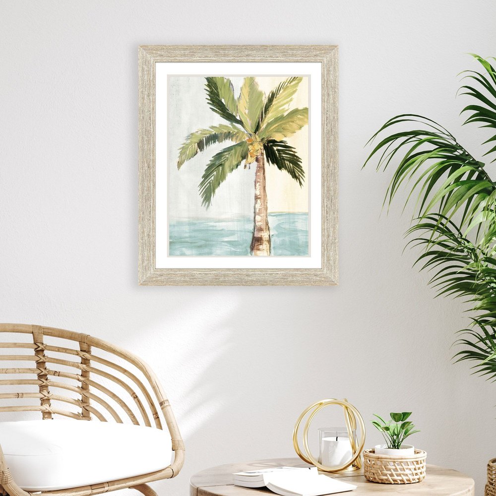 Oasis Palm I Distressed White Framed Wall Art HomeRoots