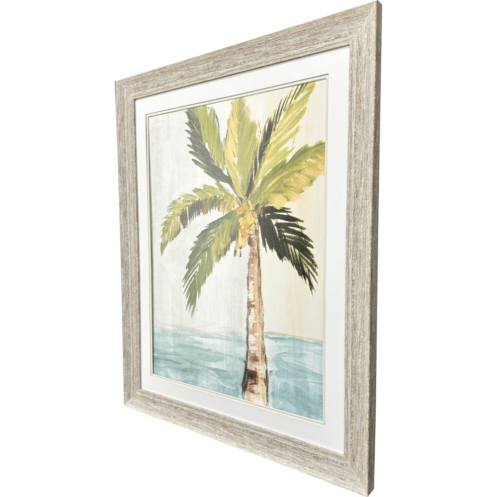 Oasis Palm I Distressed White Framed Wall Art HomeRoots