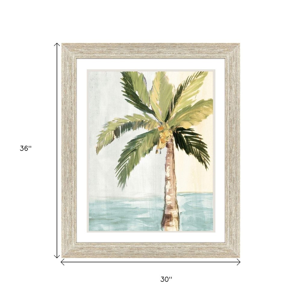 Oasis Palm I Distressed White Framed Wall Art HomeRoots