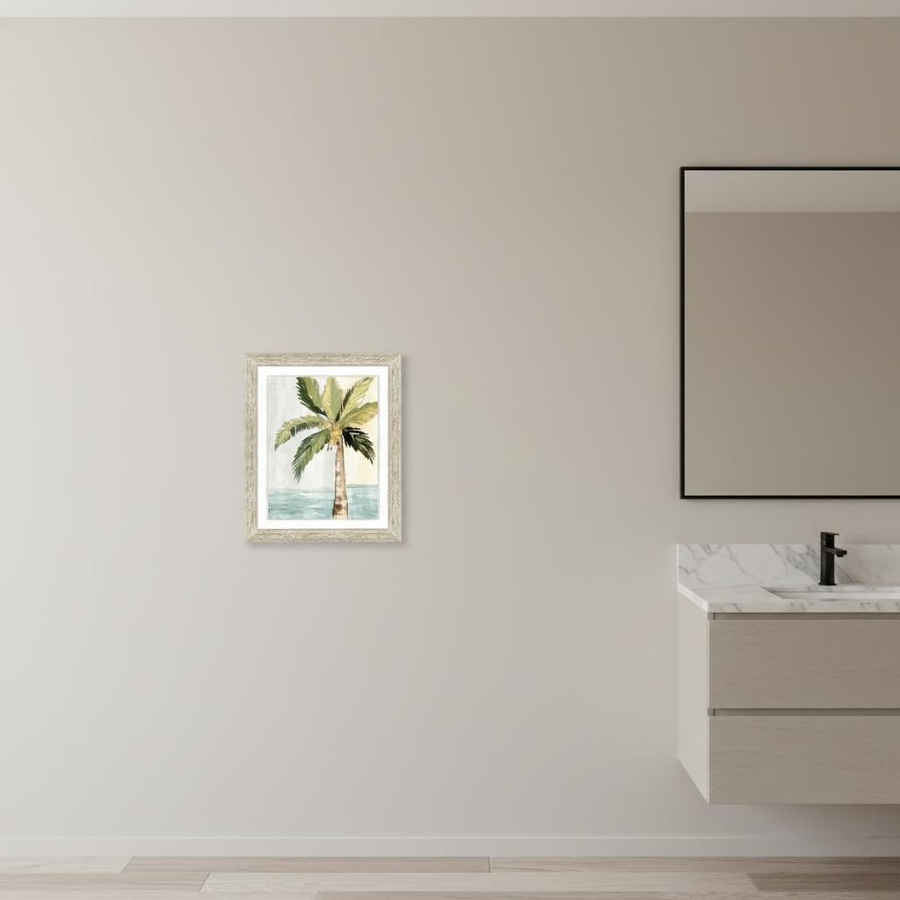 Oasis Palm I Distressed White Framed Wall Art HomeRoots