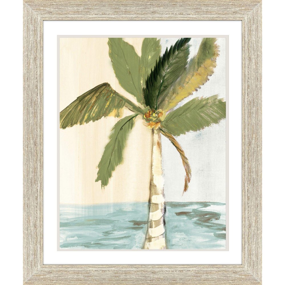 Oasis Palm II Distressed White Framed Wall Art HomeRoots