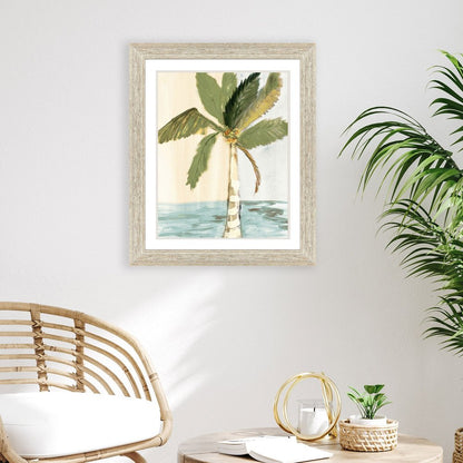Oasis Palm II Distressed White Framed Wall Art HomeRoots
