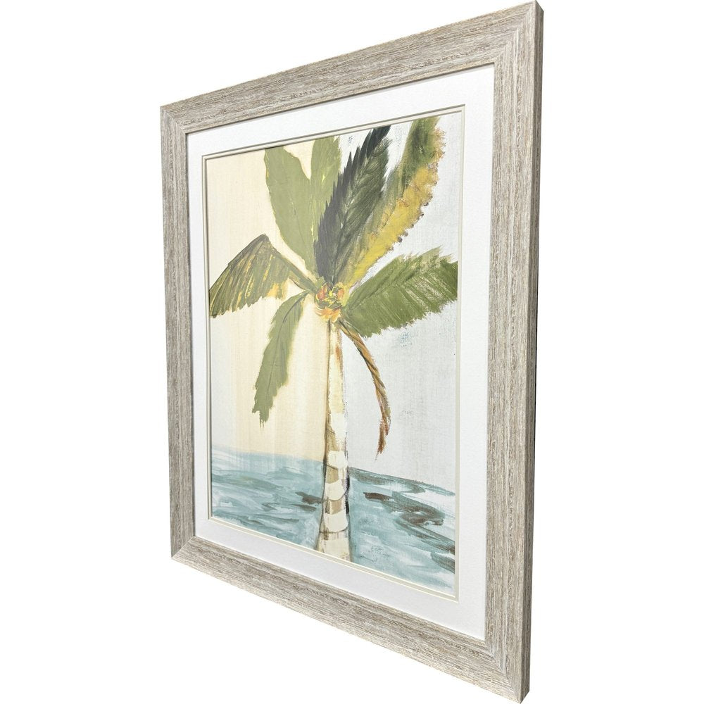 Oasis Palm II Distressed White Framed Wall Art HomeRoots