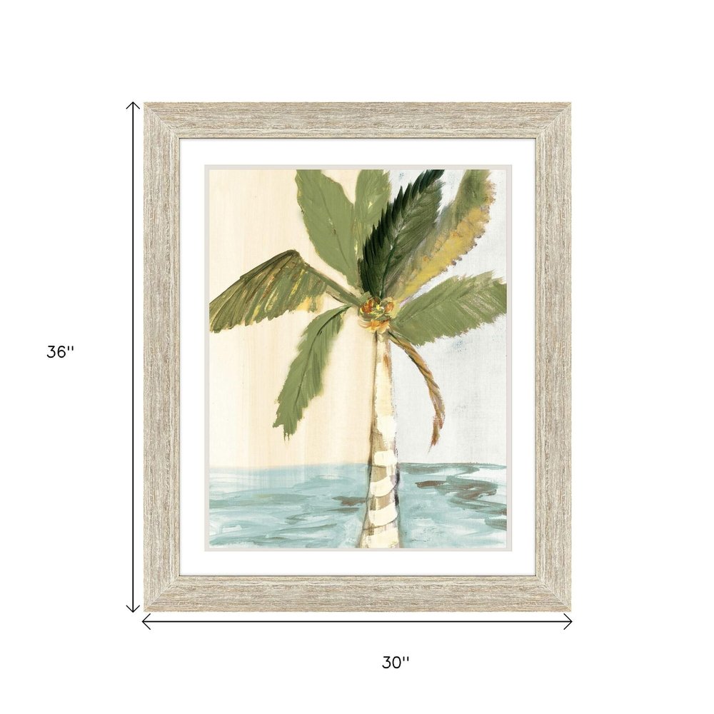 Oasis Palm II Distressed White Framed Wall Art HomeRoots