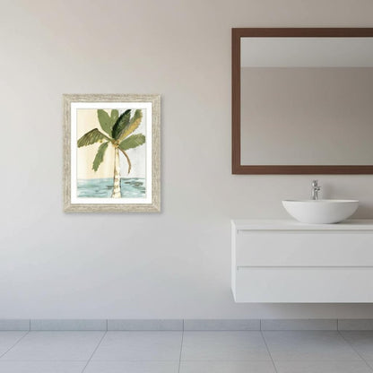 Oasis Palm II Distressed White Framed Wall Art HomeRoots