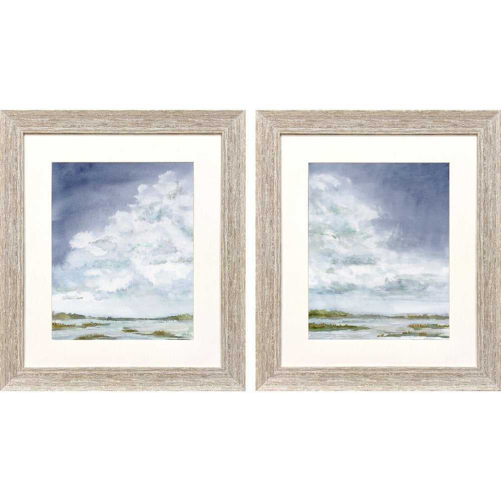 Set Of Two Afternoon Storm Distressed White Framed Wall Art HomeRoots