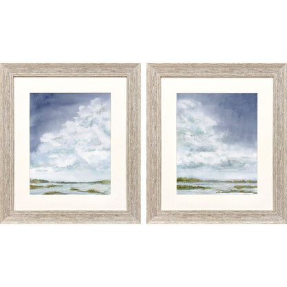 Set Of Two Afternoon Storm Distressed White Framed Wall Art HomeRoots