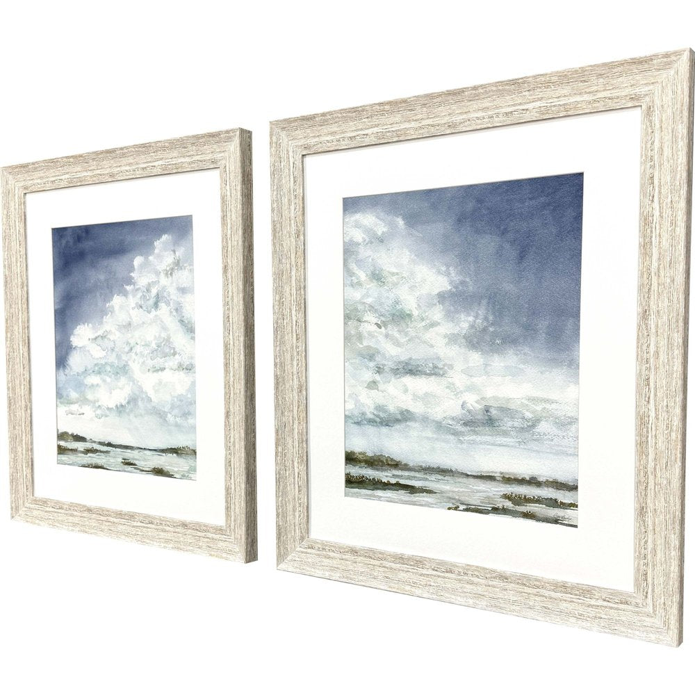 Set Of Two Afternoon Storm Distressed White Framed Wall Art HomeRoots