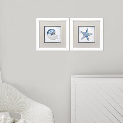 Set Of Two Azure Shell White Framed Wall Art HomeRoots