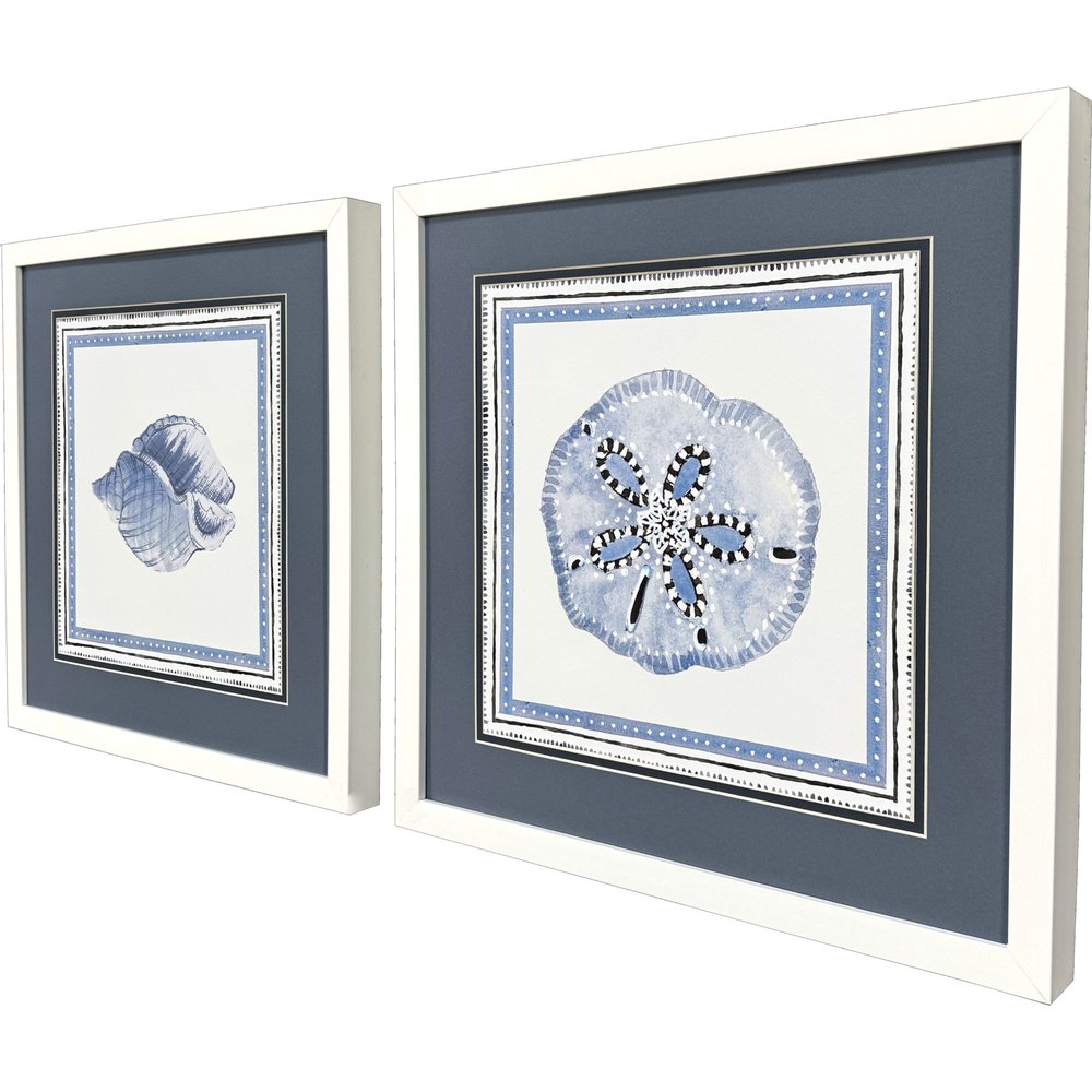 Set Of Two Seaside Blues I White Framed Wall Art HomeRoots