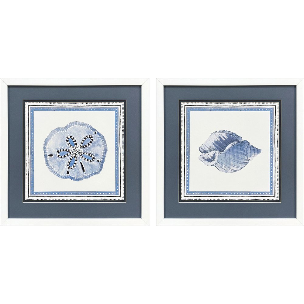 Set Of Two Seaside Blues I White Framed Wall Art HomeRoots