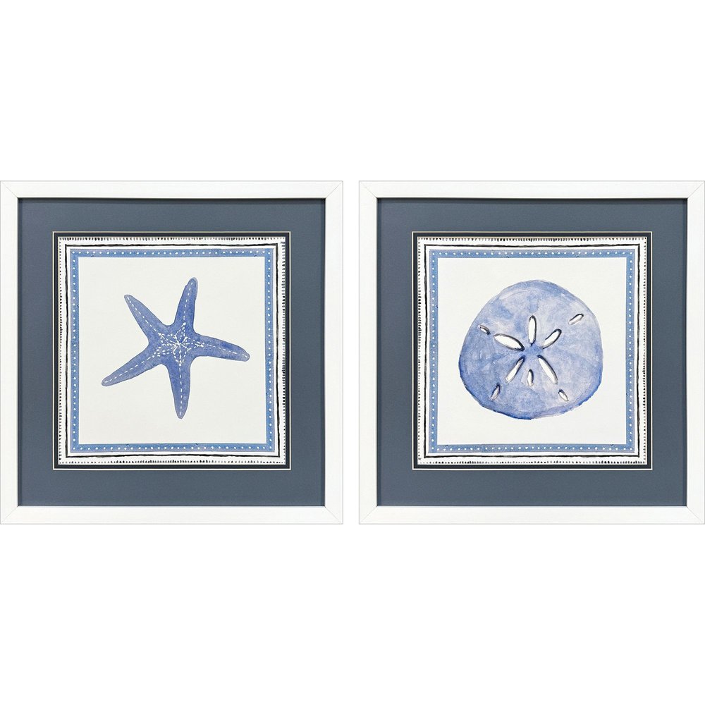 Set Of Two Seaside Blues II White Framed Wall Art HomeRoots