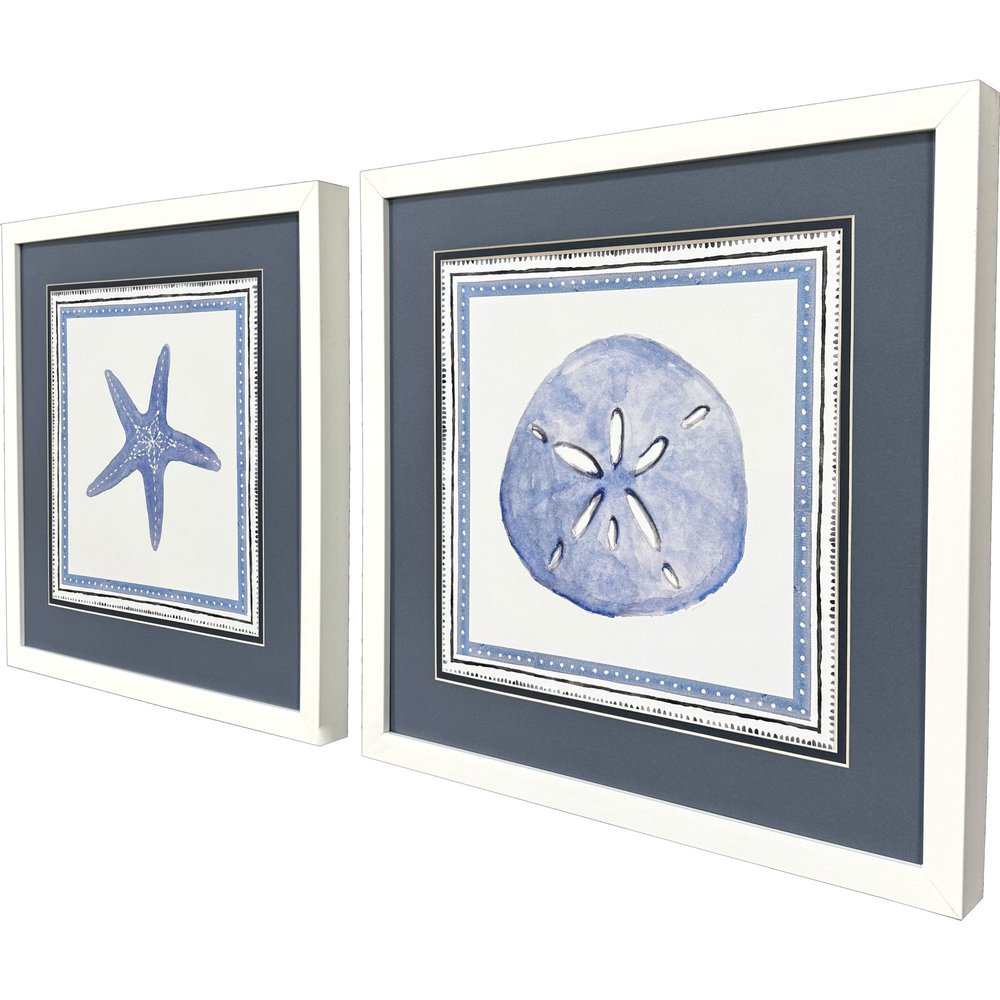 Set Of Two Seaside Blues II White Framed Wall Art HomeRoots