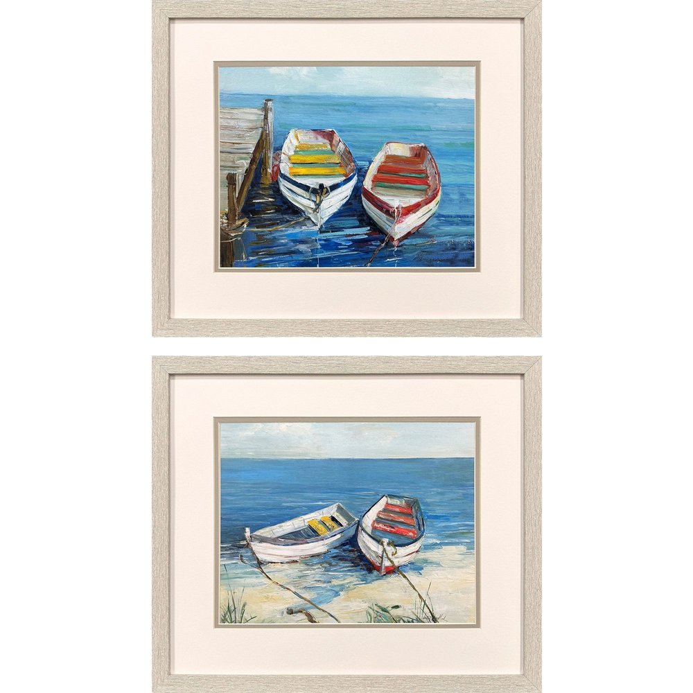 Set Of Two Day of Fishing Distressed White Framed Wall Art HomeRoots
